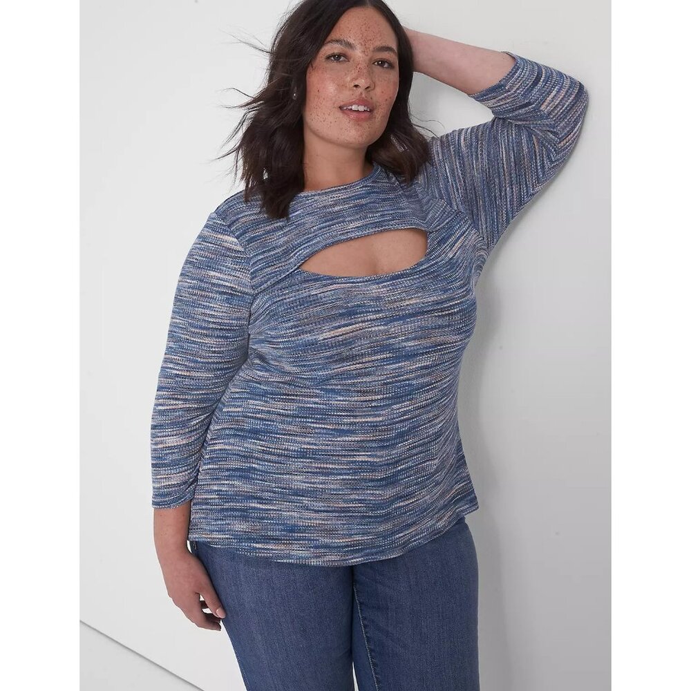Lane Bryant 3/4 Sleeve Cutout Crew NeckTop 26/28